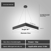 Lampu Gantung Dekoratif LED Bentuk Panah dengan Desain Ekor Burung Walet Berbentuk V untuk Kantor, Gym, Warnet, Toko, Mal, Koridor