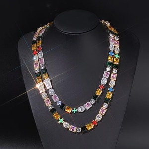 สร้อยคอโมอิสซาไนต์ VVS1 แบบเรียงสีไล่ระดับ  ผิวสัมผัสสีสันสดใส ได้รับการรับรองจาก GRA ทอง 18K เงิน 925 เครื่องประดับสีแฟนซี - Product Image 1