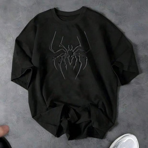 Camiseta Deportiva de Compresión para Hombre con Diseño Geométrico de Telaraña, Tejida, 180 Gramos, Manga Corta, Corte Ajustado, Secado Rápido, Cuello Redondo, Negra - Product Image 2