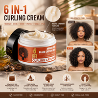 Crème élastique pour cheveux bouclés à l'huile de ricin noire 100g, prête à être expédiée, pour le coiffage et l'hydratation des cheveux bouclés, crème définissante pour les cheveux