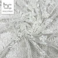 Tissus de broderie de luxe Europe et Amérique, broderie 3D, perles, paillettes, tulle français, dentelle de mariée