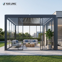 Toit à lames orientables en aluminium pour les constructeurs et les entrepreneurs du secteur commercial, pergola sur mesure, protection contre le vent et le soleil pour la cour
