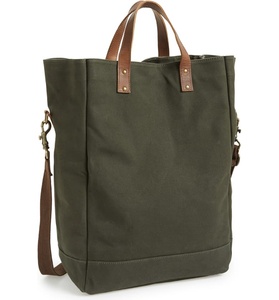 Shopping Bag in tela cerata fatta a mano con manici in pelle con motivo a lettera e tasca interna - Product Image 5