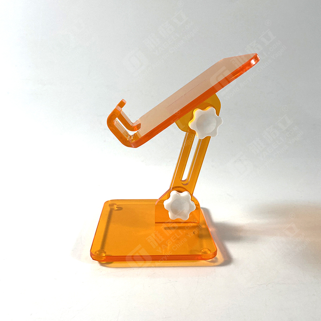 Yageli Custom Orange Flexible Foldable Acrylic Mobile Phone Stand for Home & Outdoor Use Desk Display Holder