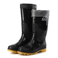 Bottes de travail noires épaissies et imperméables pour hommes pour les chantiers de construction en plein air, antidérapantes et résistantes à l'usure