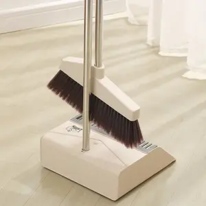 Household Cleaning Windproof Plastic Material Long Handle Broom And Dustpan Set