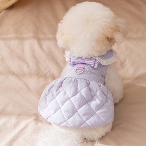Robe pour animaux de compagnie pour petits chiens, Bichon Frise Teddy, vêtements d'automne et d'hiver en coton rembourré, doublure polaire épaisse, violet jaune - Product Image 4
