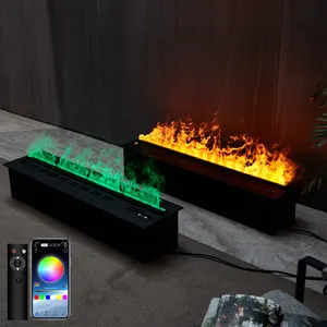 Chimenea eléctrica 3D de vapor de agua OEM, soporte de TV montado en la pared, estufa, decoración lineal, llama empotrada, chimeneas LED eléctricas