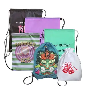 Custom Promotional Sublimation Print Full Color Nylon String Bag Pouches Drawstring Gift Bag Sport Draw String Bag For Sports