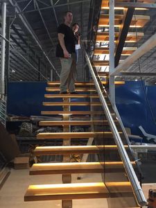 CBMmart Nouvelle <span class=keywords><strong>Escalier</strong></span> Intérieur Moderne en Métal Personnalisé à Monopoutre Droite, Design Blanc - Product Image 2