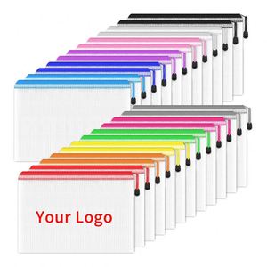 Bolsas de malla de PVC impermeables con cremallera, bolsa transparente para documentos, funda de plástico para documentos, carpeta de plástico A4 para oficina - Product Image 1