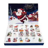 Calendrier de l'Avent de Noël en gros, boîte surprise à 24 compartiments, en papier couché, boîtes rigides en plastique recyclable, magnétiques