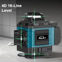 Niveau laser vert industriel haute précision 4D 16 lignes DIY, batterie au lithium, outil puissant horizontal et vertical