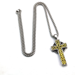 yunnique Viking <b>Cross</b> Stainless Steel Pendant Necklace Men's Jewelry Gift Fashion Geometric Design Asymmetry Channel Setting - Product Image 5