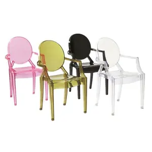 Vente en gros Bon marché Chaise pour événement fantôme en acrylique au design moderne et élégant en plastique transparent pour la restauration en cristal