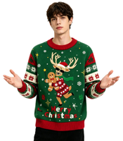 Pull de Noël personnalisé en coton tricoté, grande taille, avec motif LED, vente en gros ODM 2026
