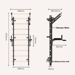 Barra de entrenamiento tipo <span class=keywords><strong>escalera</strong></span> de madera con accesorios para dominadas y barras paralelas, con 9 varillas estratégicas - Product Image 5