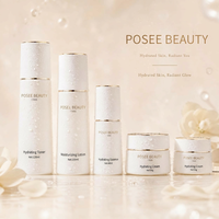 Ensemble d'emballages cosmétiques de luxe en verre dépoli blanc avec garniture dorée, cylindres de 30g/50g, 40ml/100ml/120ml, vente en gros