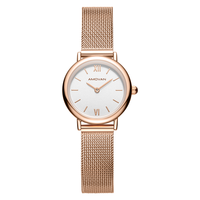 AMOVAN Jam Tangan Wanita Mini Rose Gold Dial Putih Gerakan Kuarsa Jepang 30M Jam Tangan Wanita Tali Jaring Baja Tahan Karat Tahan Air