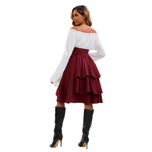 Halloween Adult Women <b>Pirate</b> Shirt Polyester Long Sleeve Waist Tie <b>Top</b> Fancy Dress Costume European Medieval Renaissance Style - Product Image 4