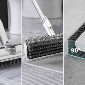 OEM 3 in 1 Scrape and Heavy-Duty Stiff Bristle Scrubber <b>Brush</b> Long Adjustable Handle for Bathroom Kitchen Wall Tub Tile <b>Deck</b> - Product Image 4