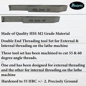 Double End Internal & External Threading HSS <b>Tool</b> Set for Lathe Machine 6x6mm Shank Turning <b>Tools</b> - Product Image 5