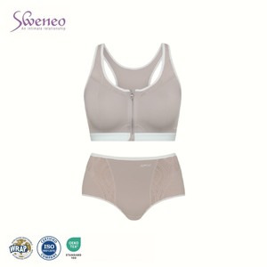Ensemble soutien-gorge de sport et culotte sans couture en tricot pour femme, personnalisé OEM, avec fermeture éclair frontale, sans armatures, respirant, taille mi-haute - Product Image 1