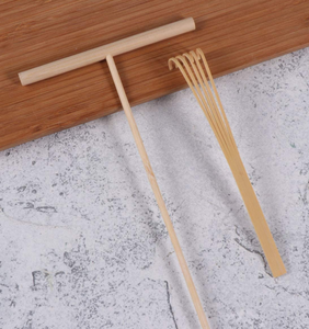 OEM 4pcs Mini Zen Outils de Jardin Bambou Râteaux Sable Lissage Push Râteau Dessin Stylet <span class=keywords><strong>Miniature</strong></span> Décoration - Product Image 3