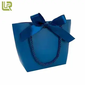Необычный небольшой минимальный заказ, темно-синий атласный бант, косметичка для покупок, бумажная индивидуальная, сделано в Китае