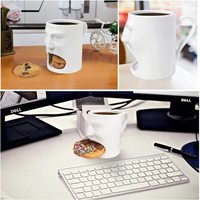 Tasse de visage de lait porcelainous tasses à thé avec poche à biscuits biscuits blancs porte-gobelet biscuits tasse à café en céramique blanche