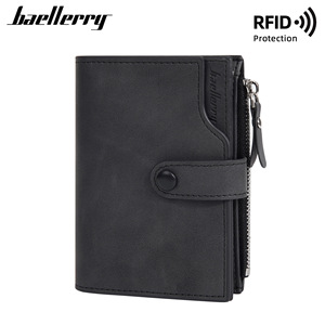 Baellerry Men's Short <b>Wallet</b> Dark Brown <b>RFID</b> Protection Multi-Card Slot Zipper <b>Wallet</b> For Everyday Use - Product Image 5