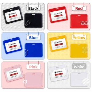 Porte-cartes rigides horizontaux en gros, avec couvercle coulissant vierge, badges nominatifs en plastique ABS à clipser, permis de travail, cartes d'identité des employés - Product Image 1