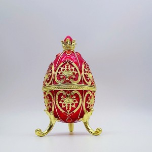SHINNYGIFTS Œuf de <span class=keywords><strong>Fabergé</strong></span> <span class=keywords><strong>Style</strong></span> Décoratif, Bijou Peint à la Main, Œuf de Pâques Émaillé à Charnière, Cadeau Unique pour la Famille, Rangement en Métal - Product Image 5