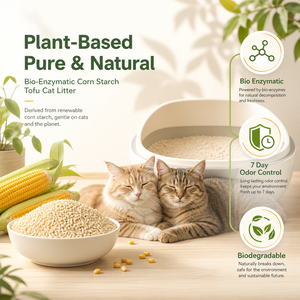 Litière pour chat en amidon de maïs et <span class=keywords><strong>tofu</strong></span>, enzymatique, contrôle des odeurs pendant 7 jours, biodégradable, sans poussière, vente en gros, OEM, marque privée, usine - Product Image 4