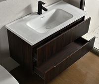 Meuble-lavabo mural moderne en bois massif classique avec miroir intelligent, design rectangulaire, pour hôtels et appartements