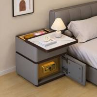 Table de chevet d'hôtel moderne de luxe léger avec coffre-fort dissimulé, plateau en bois, rails coulissants silencieux et 3 tiroirs pour chambre à coucher - Vente en gros