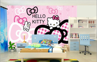 Cartoon Children's Room Hello Kitty Designs Adhesive 3D Mural Wall Paper