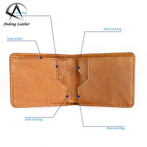 Portefeuilles en cuir Andong pour hommes, porte-cartes avec blocage RFID, cuir de vache véritable, style rétro décontracté, multifonction, pince à billets - Product Image 5
