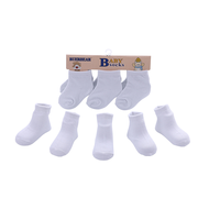 Summer Soft Plain Solid White 0-12 Mois Nouveau-né Bébé 100% Chaussettes en coton