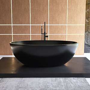 Bañera ovalada independiente de superficie sólida de resina de piedra, producto de bañeras artificiales de estilo Villa blanco mate - Product Image 4