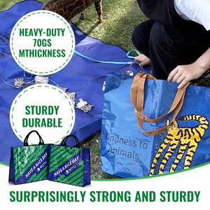Borsa in tessuto a PP riciclata rivestita di generi alimentari promozionale, con stampa personalizzata, borsa della spesa intrecciata, con doppio manico - Product Image 6