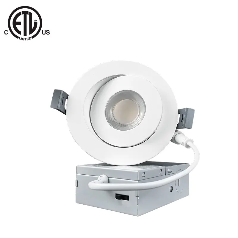 Etl 4 Inch Gimbal Led-Inbouwverlichting Met Aansluitdoos Ic-Nominaal Luchtdichte Directionele Wartel Downlight Cri90 + Dimbaar