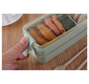 Wholesale Wheat Straw Student <b>Lunch</b> <b>Box</b> Multi-layer Bento Plastic Fresh-keeping Can Be Heated in Microwave Oven - Product Image 5
