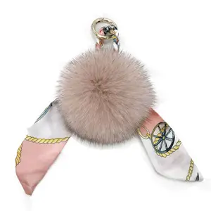 New pompoms bow key chain bag charm pendant wristlet car keychains scarf handmade key rings designer luxury keychains