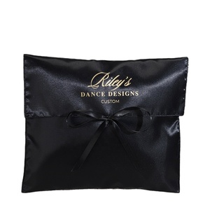 Pochette de protection en satin noir doux personnalisée pour foulards, extensions capillaires et sacs à main, avec nœud, sac d'emballage cadeau de luxe en satin - Product Image 2