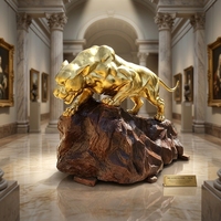 Sculpture de léopard en bronze massif sur mesure - Art animalier classique personnalisé, sur commande, sculpture en bronze