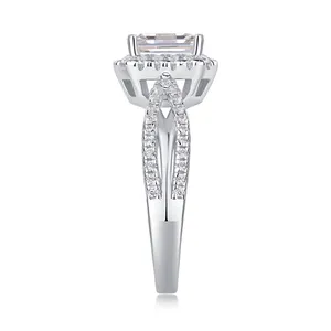 Изысканные ювелирные изделия дизайн 925 стерлингового серебра Муассанит кольцо большой бриллиант Женское Обручальное Кольцо