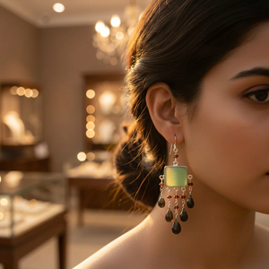 Geometric Chandelier Earrings Women's 925 <b>Silver</b> Gold Plated Garnet Bezel Setting Bohemia Gift Dangle Jewelry - Product Image 2