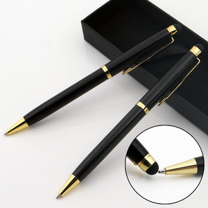 Bolígrafo Metálico Negro Promocional con Punta de 1.0 mm y Función Táctil para Pantallas - Product Image 1