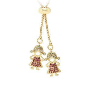 Nueva moda joyería de moda Niña colgante cristal rojo circón Collar chapado en oro - Product Image 3